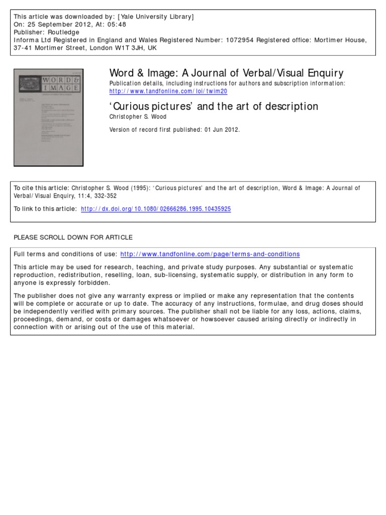 Christopher Wood, Curious Pictures and The Art of Description, 1995 PDF Curiosity Paintings
