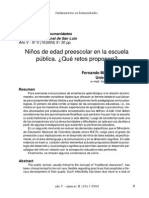 Niños de Edad Preescolar en La Escuela Pública. Qué Retos Proponen