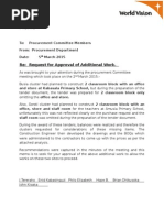 Re: Request For Approval of Additional Work