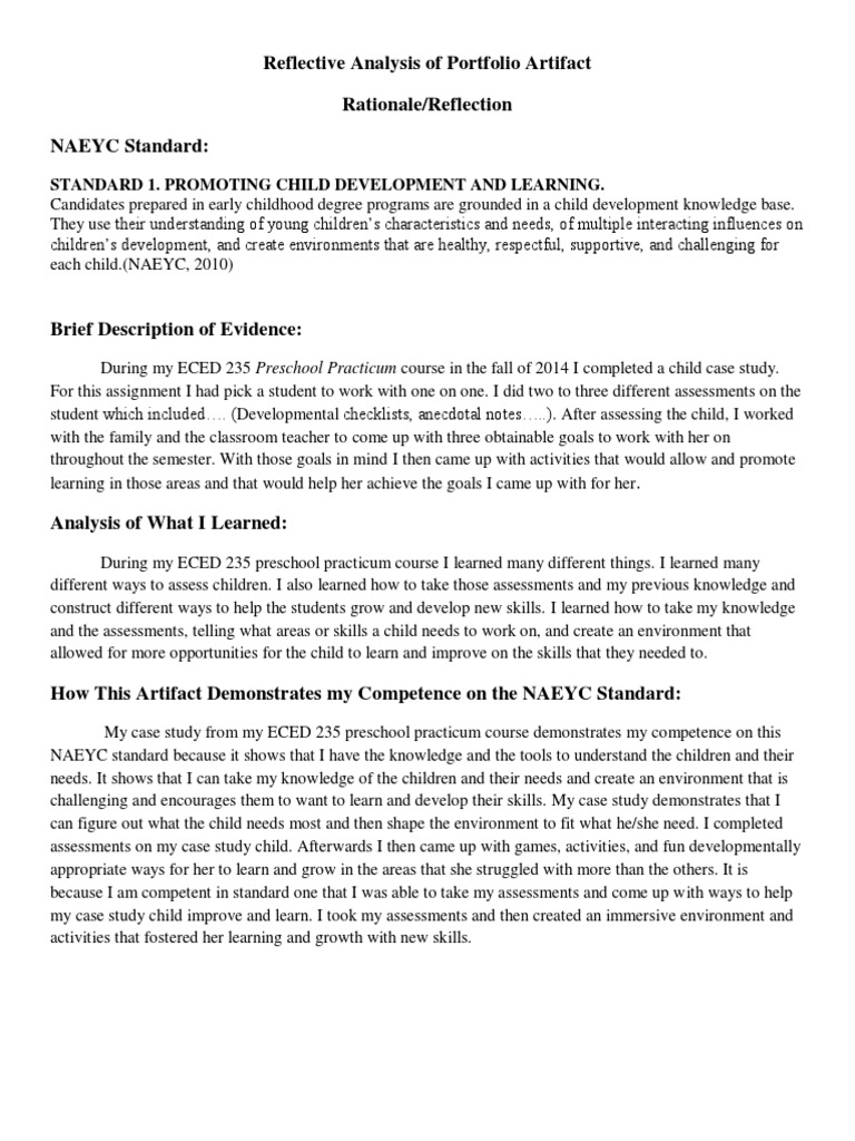 Standard 1 Rational Reflection | PDF | Child Development | Relationships