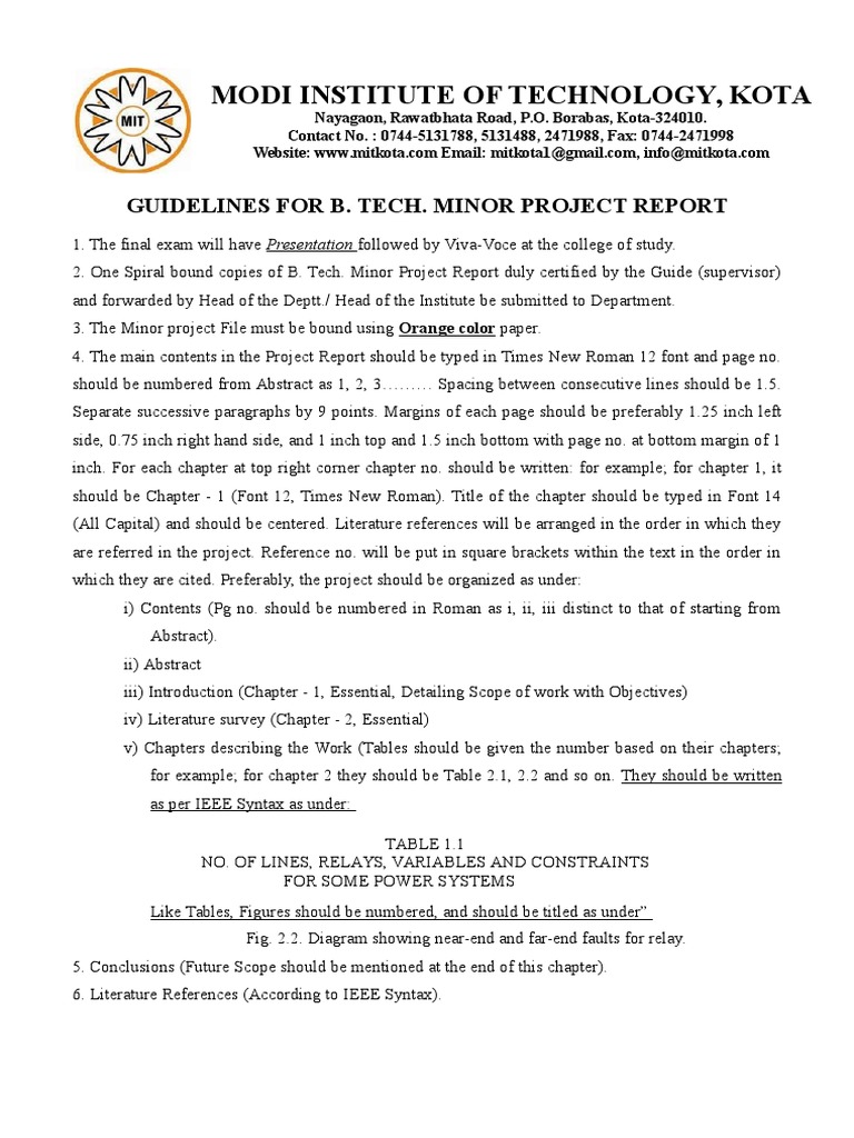 B. Tech Minor Project Report Guidelines | PDF | Computers