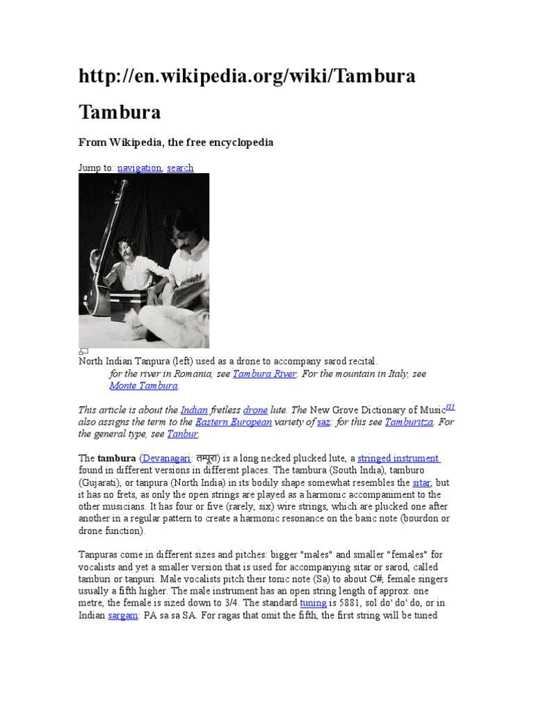 Tambura From Wikipedia, The Free Encyclopedia PDF Classical And