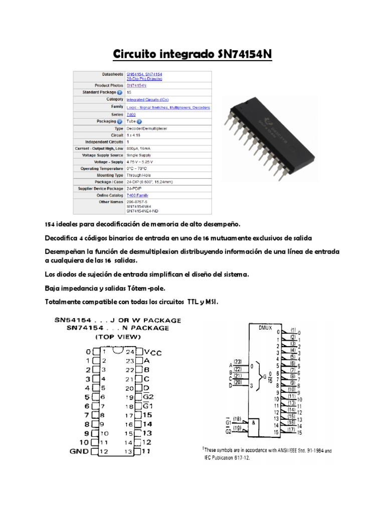 Circuito Integrado SN74154N | PDF | Informática