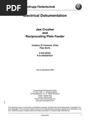 Manuals Electric Jaw Crusher And Reciprocating Plate Feeders