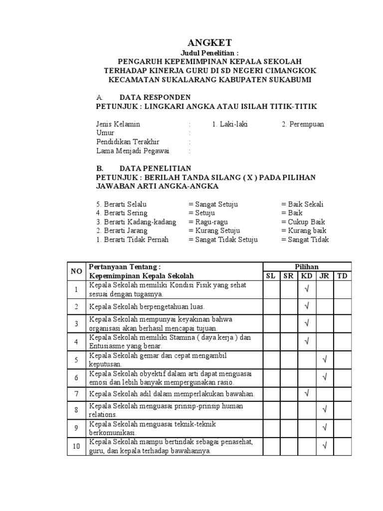 Judul Penelitian Pengaruh Kepemimpinan Kepala Sekolah