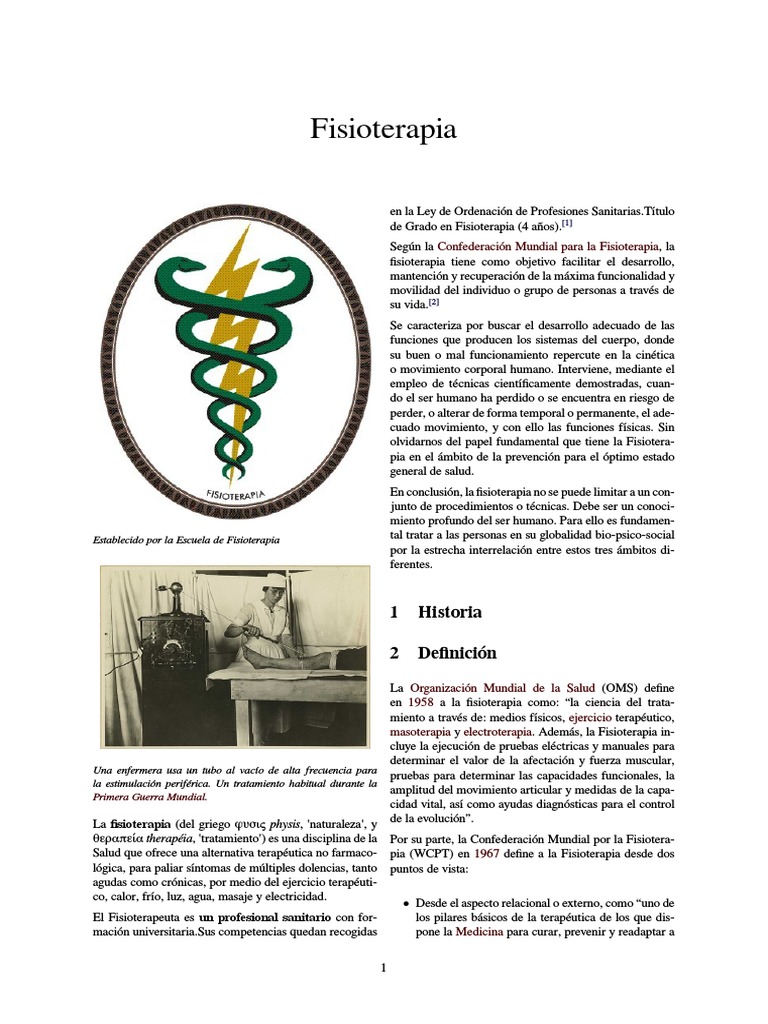 Introduccion a La Fisioterapia Fisioterapia Psicoterapia Ciencias de la Salud