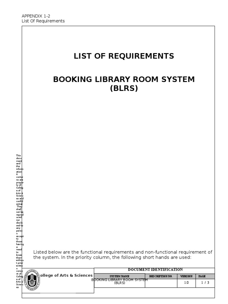 Library Room Booking System Requirements | PDF | Secure Communication ...
