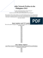 List of Mobile Network Prefixes in The Philippines 2013