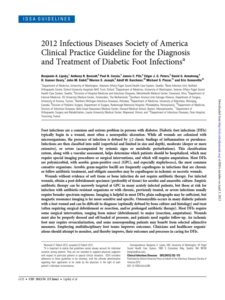 Diabetic Foot Infections IDSA 2012 Wound Amputation