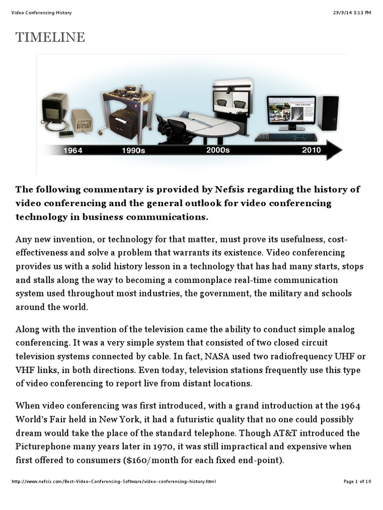 Video Conferencing History PDF Videoconferencing  Conferencing