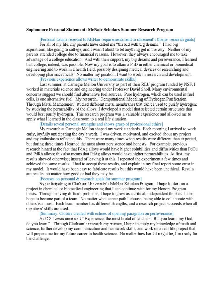 Personal Statement Example  PDF  Engineering  Cognition