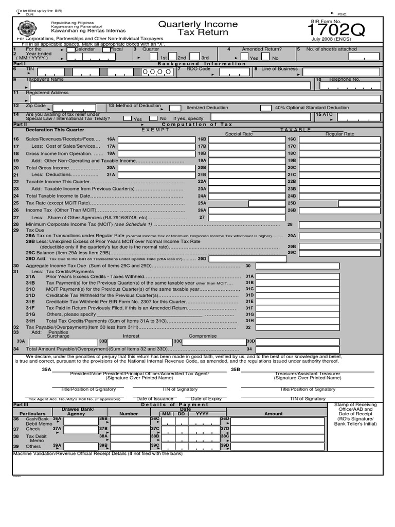 BIR 1702Q Form | PDF