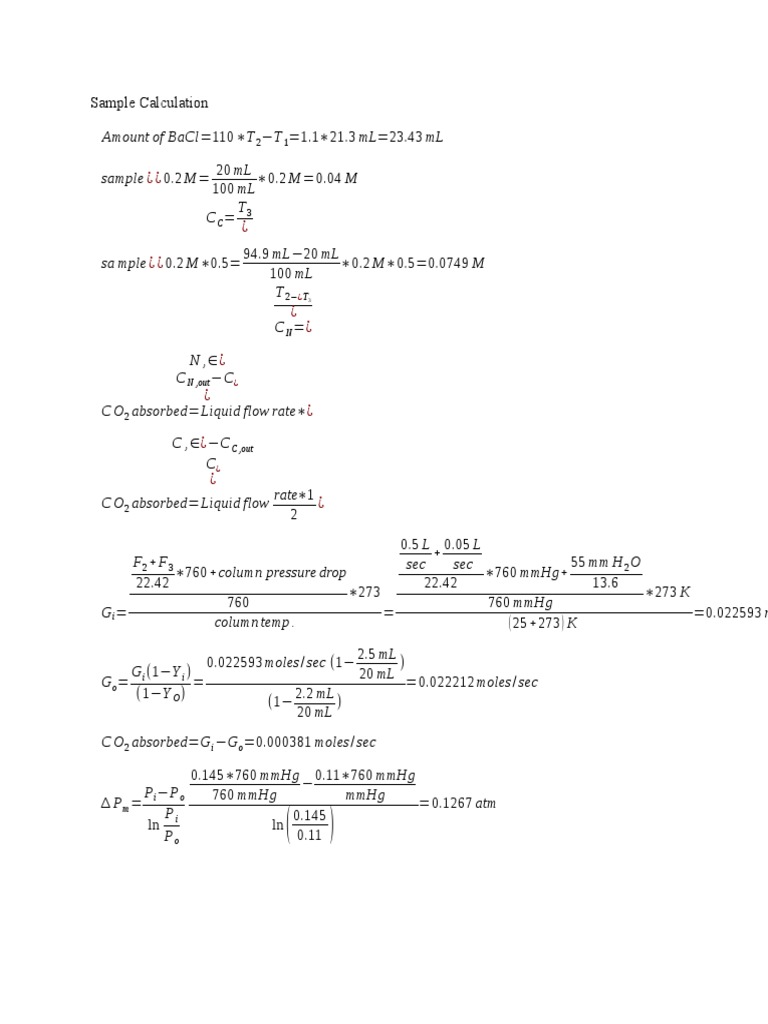 BaCl Sample Calculation Analysis | PDF | Teaching Methods & Materials