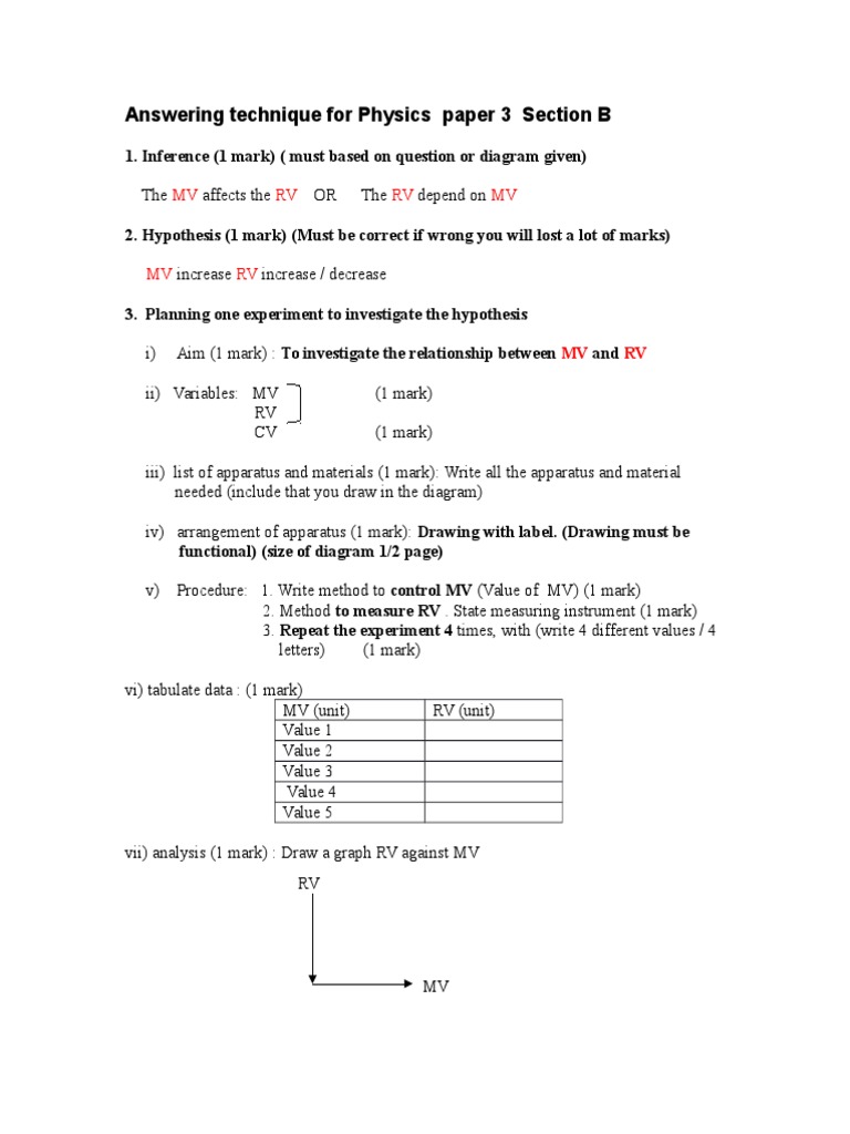 Physics Paper 3 Section B Answering Guide | PDF | Teaching Methods ...