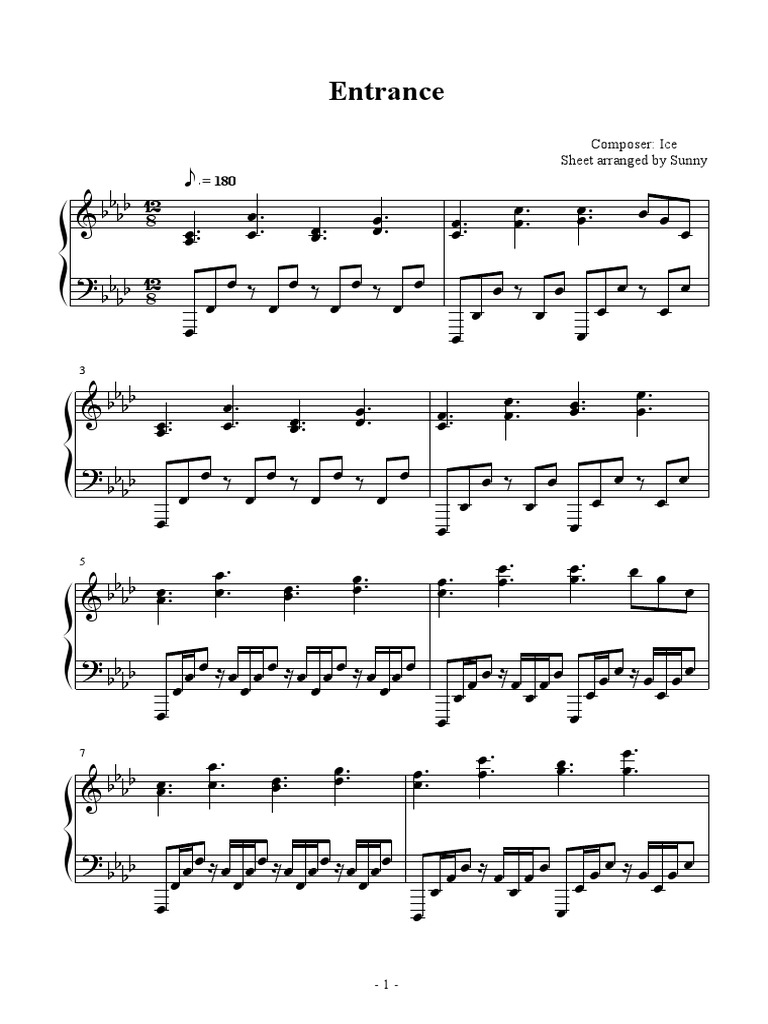 Entrance Deemo Music Sheet Acoustics Performing Arts