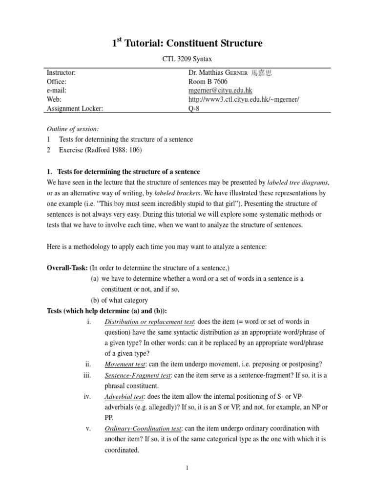 Analyzing Sentence Constituents | PDF | Phrase | Languages