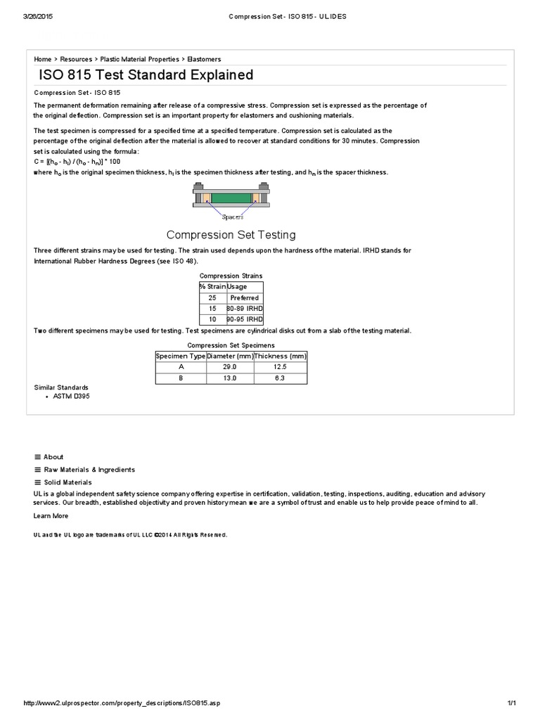 ISO 815 Tes Standard Expalined | PDF