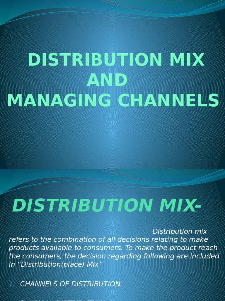 Distribution Mix and Channel Management | PDF