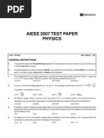 AIEEE 2007 With Answer Key