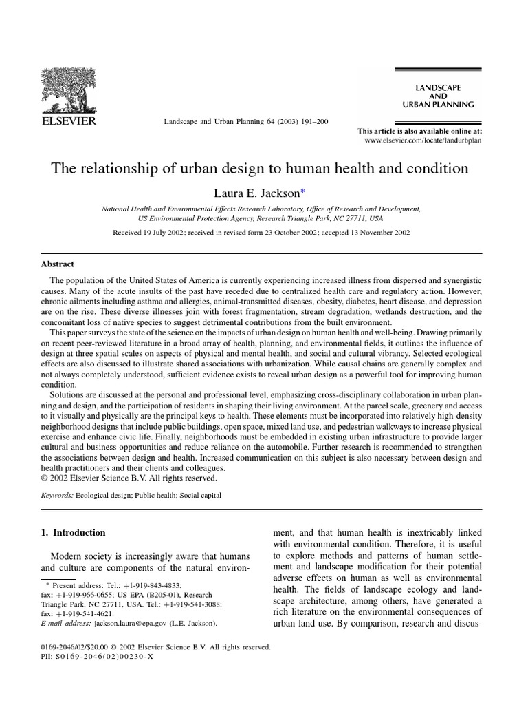 The Relationship of Urban Design To Human Health and Condition | PDF ...