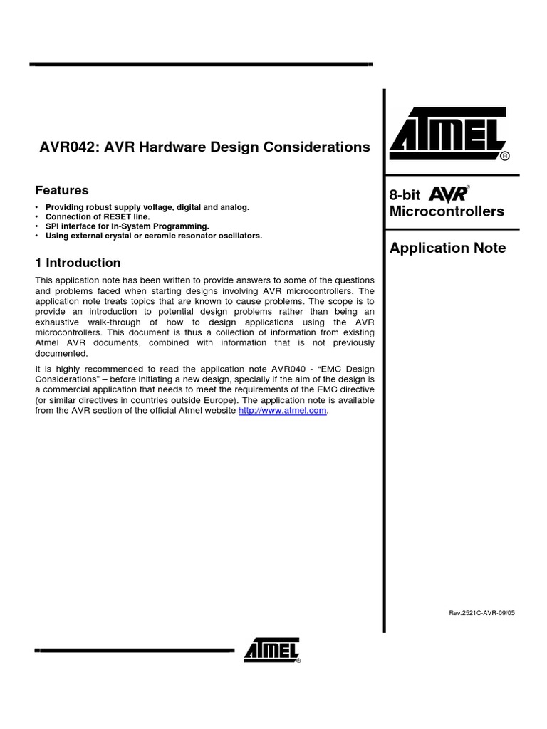 AVR Hardware Design Considerations | PDF | Capacitor | Electrical