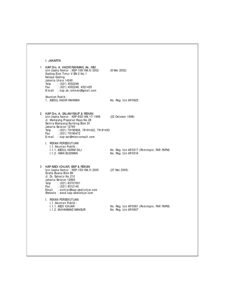 KAP Jakarta | PDF