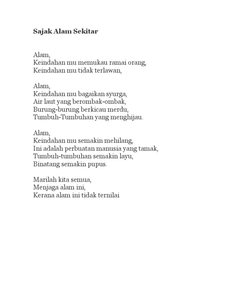 Sajak Alam Sekitar Pdf