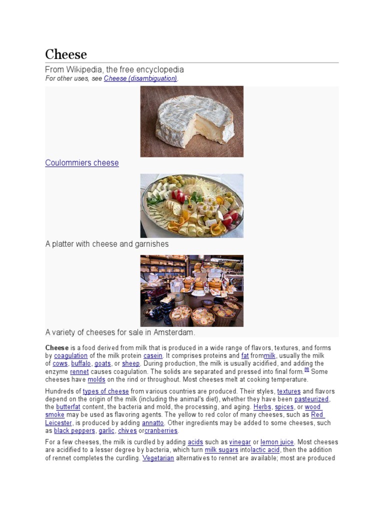 Cheese From Wikipedia The Free Encyclopedia Pdf Cheese Dairy