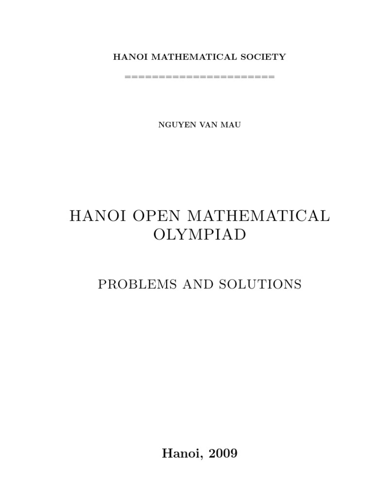 Hanoi Open Mathematical Olympiad Problems and Solutions PDF