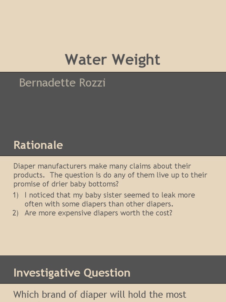 Bernadette Science Fair Presentation PDF Diaper Experiment