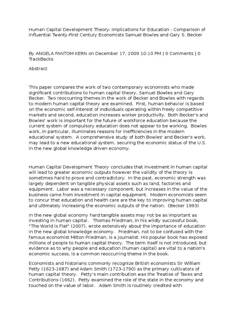 Comparing the Influential Work and Differing Perspectives on Human