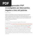 Cuatro Generales PNP Investigados Por Descuentos Ilegales a Tres Mil Policías