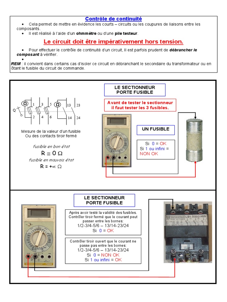 Comment Dessiner Sur Un Schéma électrique Un Sectionneur Porte Fusible Continuité Sectionneur Porte Fusible | PDF | Électricité | Électrotechnique