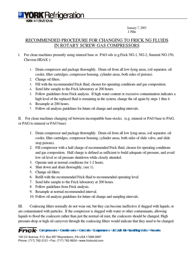 Frick Oil Flushing Procedure PDF