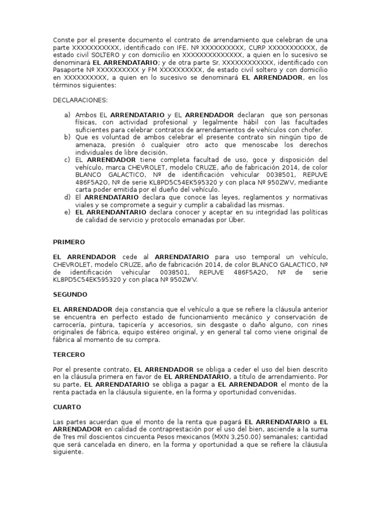 Carta Responsiva Prestamo De Vehiculo prestamos a