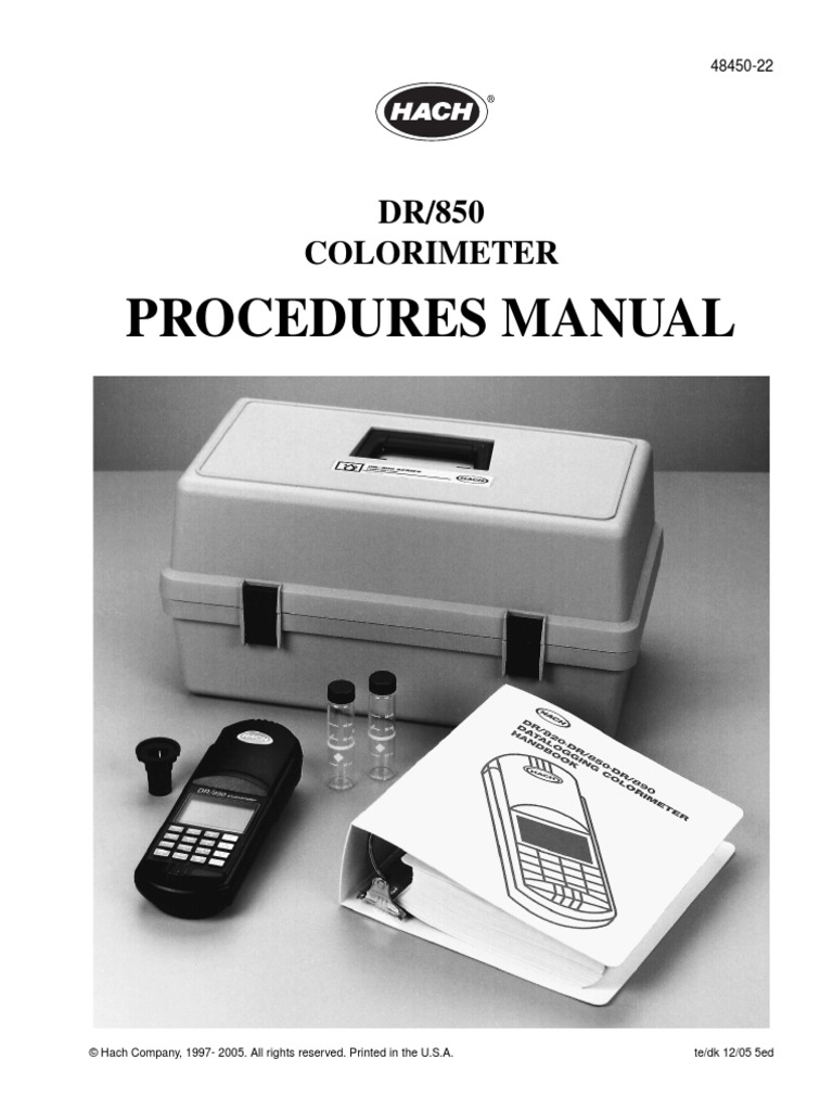 DR 850 Colorimeter Procedures Manual | PDF | Filtration | Ph