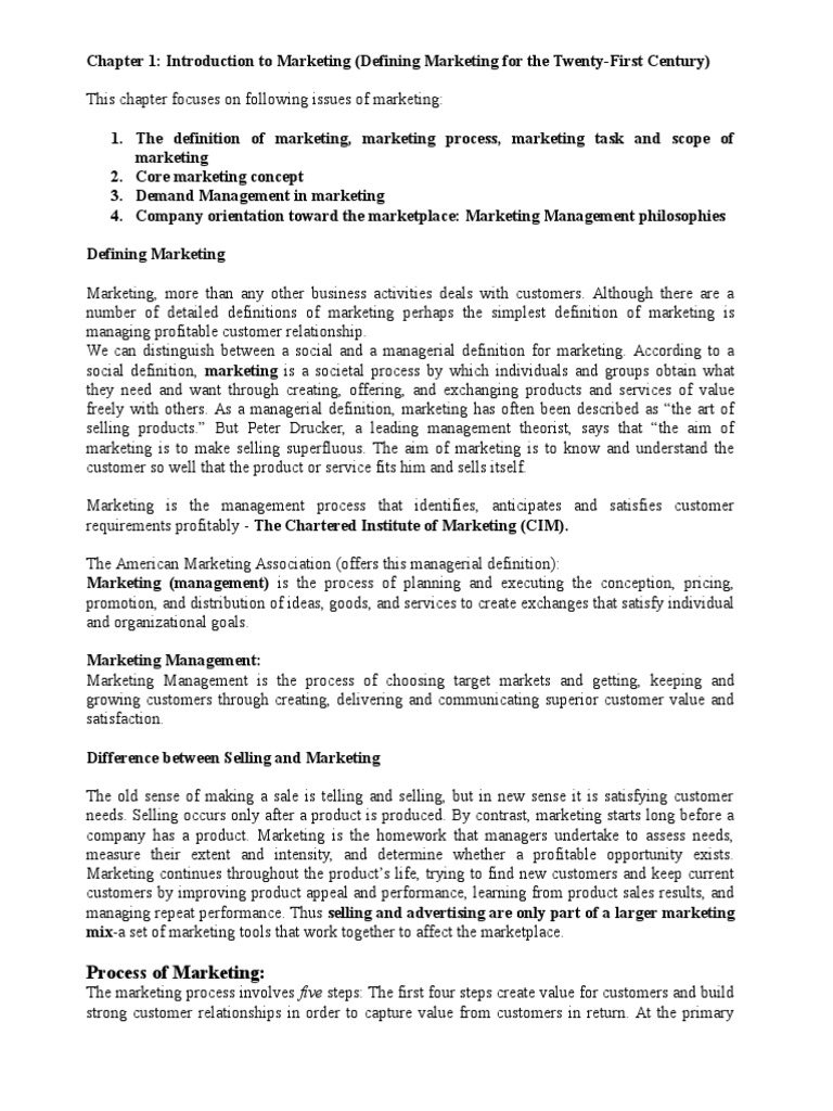 Introduction To Marketing Pdf Sales Marketing