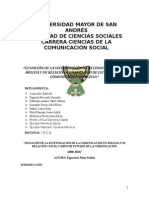 Situación de La Investigación de La Comunicación en Bolivia y Su Relación Con El Campo de Estudio de La Comunicación