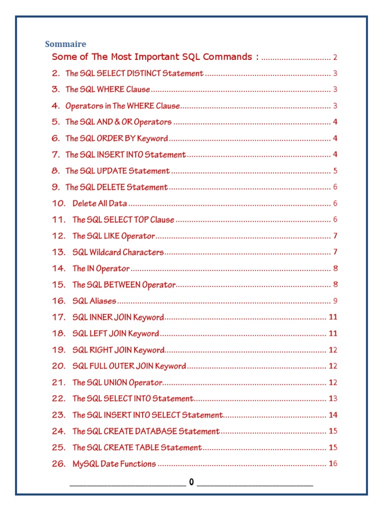 SQL Commands Detailed | PDF | Sql | Table (Database)