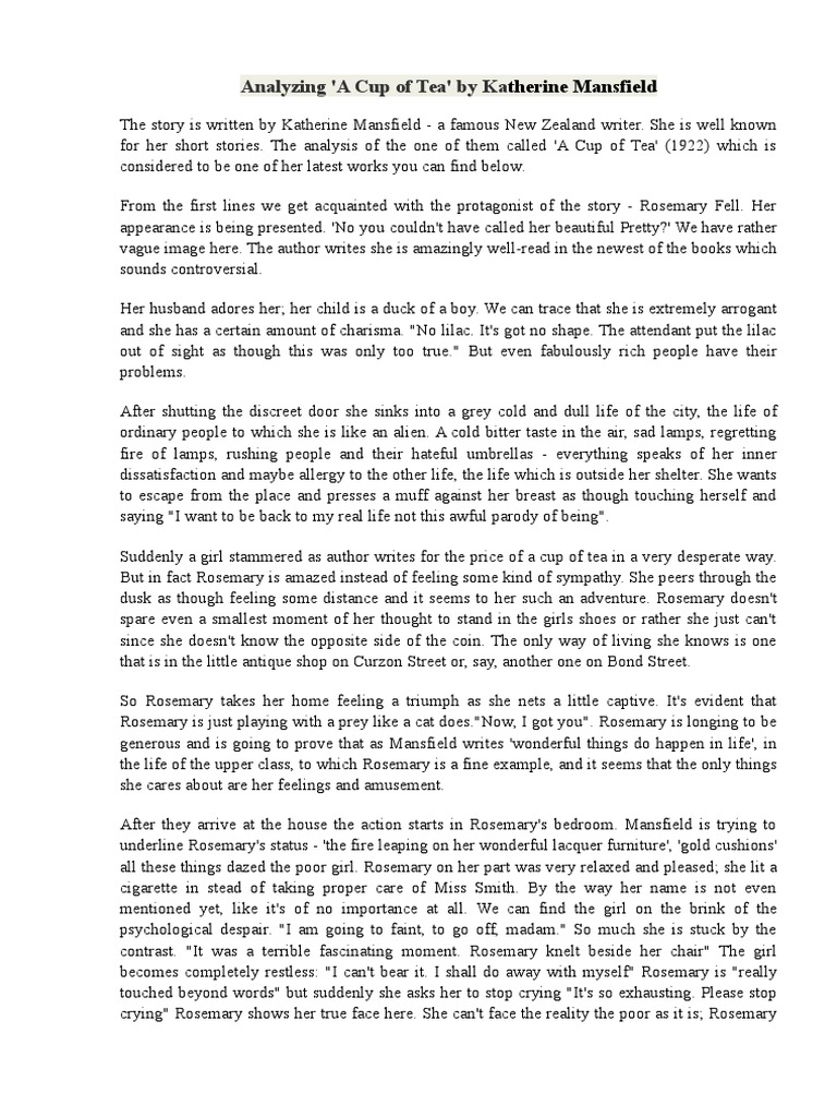A Cup Of Tea Pdf Jealousy Narration