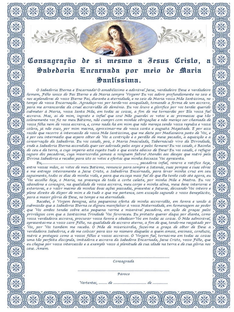 Consagração a Nossa Senhora | PDF | Maria, mãe de Jesus | Comportamento ...