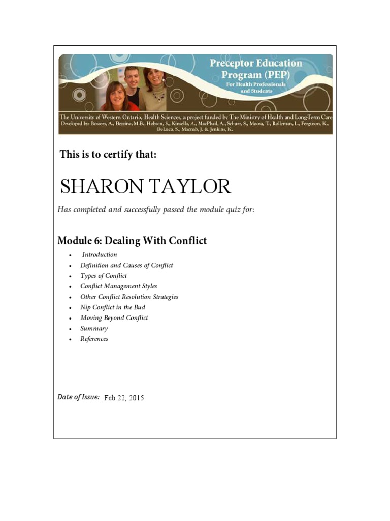 Conflict Resolution Module Certification | PDF