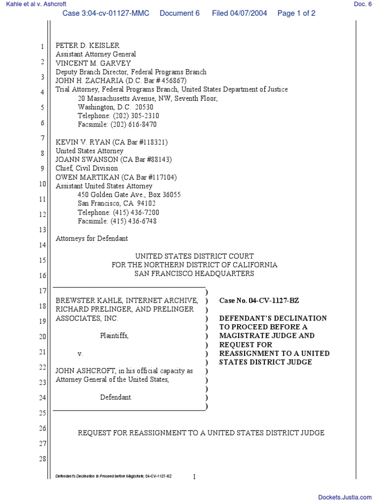 Defendant's Request for Case Reassignment | PDF | United States ...