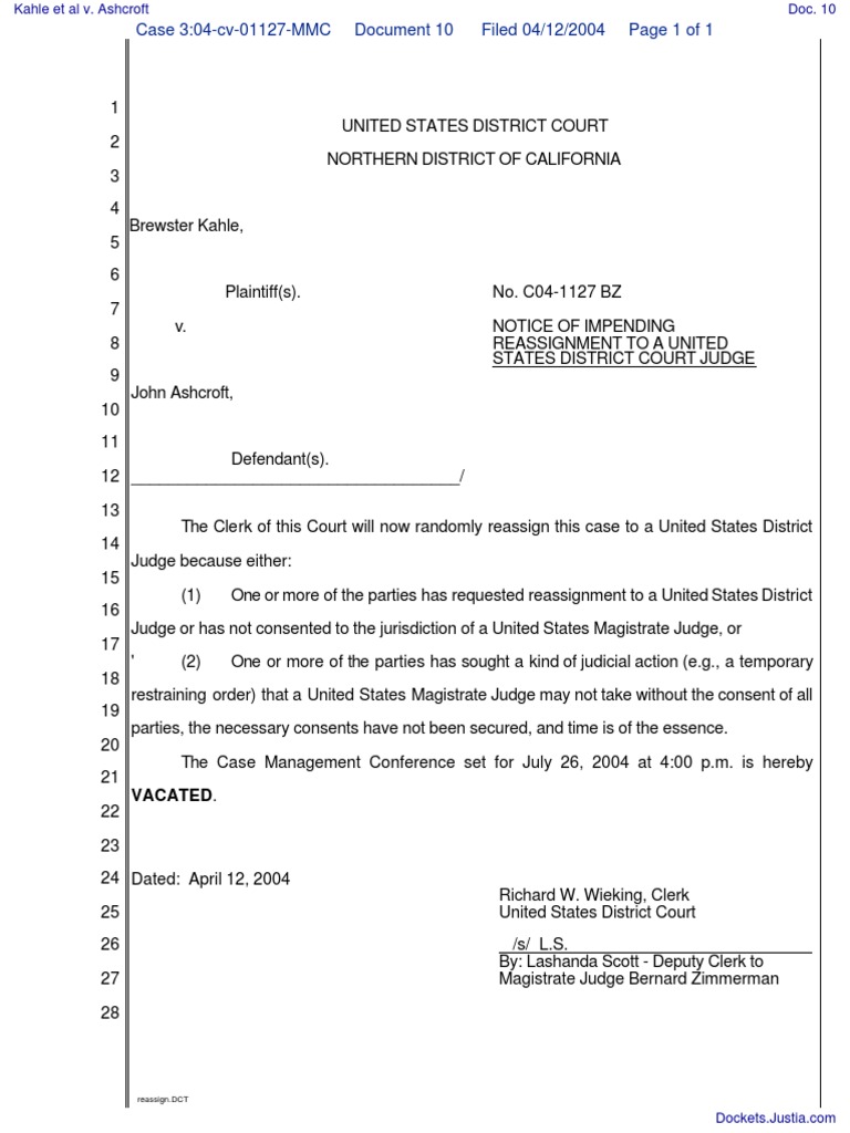 Notice of Case Reassignment in Court | PDF | United States District ...