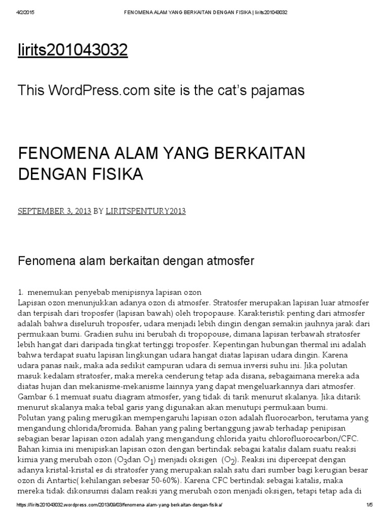 Fenomena Alam Yang Berkaitan Dengan Fisika Lirits201043032 Pdf