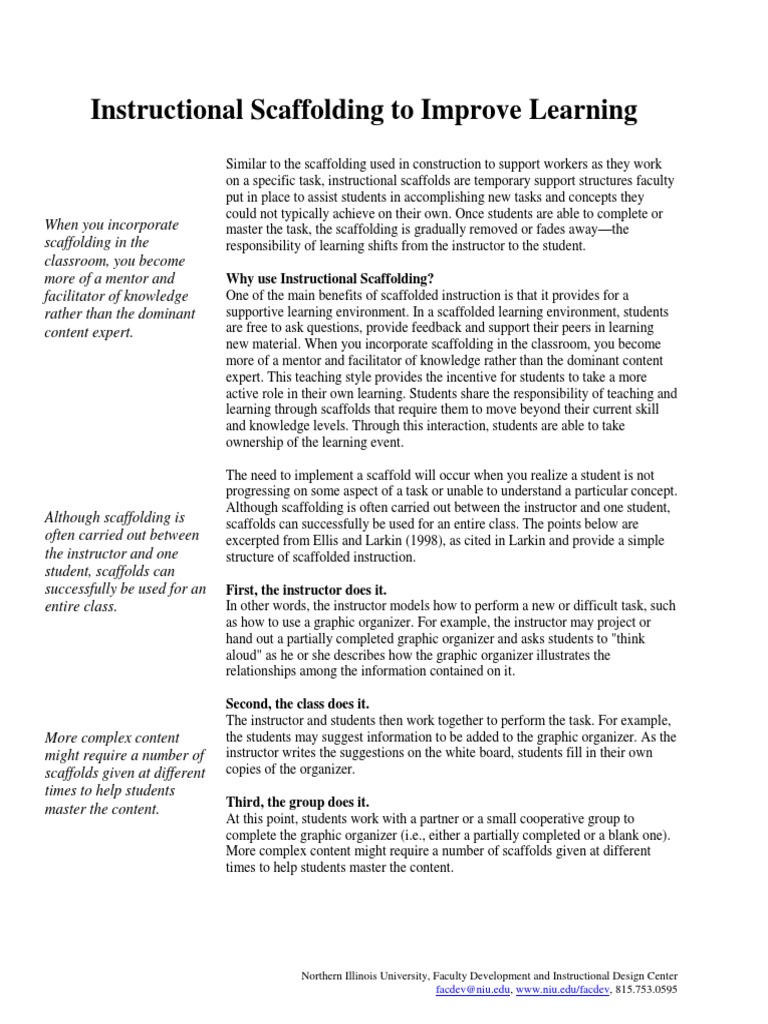 Instructional Scaffolding To Improve Learning PDF Education Theory