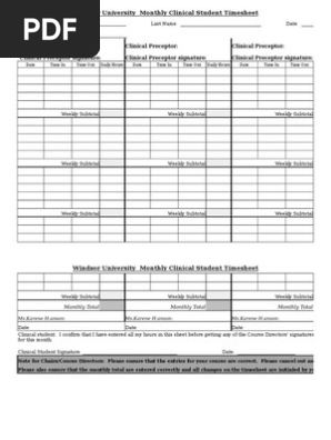 Clinical Student Timesheet