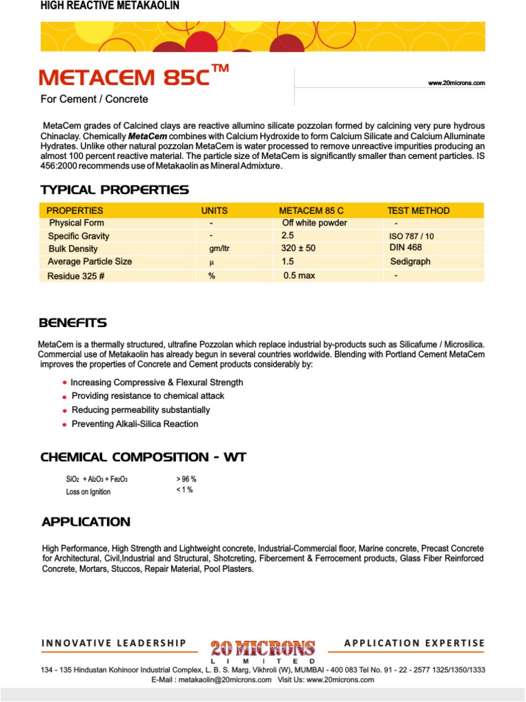 Metakaolin Composition and Applications | PDF | Home & Garden | Science ...