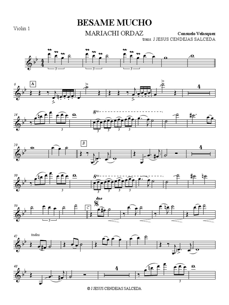 Besame Mucho Violin 1 Pdf Divertissement General