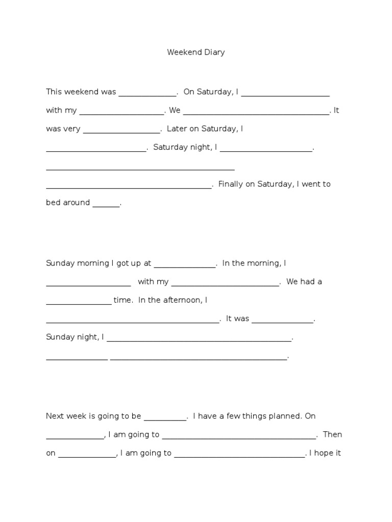 Weekend Diary Template | PDF